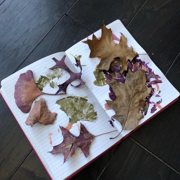 H&M ‘This Void Feels Eternal’ Hand Painted Brown Tank Top with Leaf Print Design - Picture 3 of 8